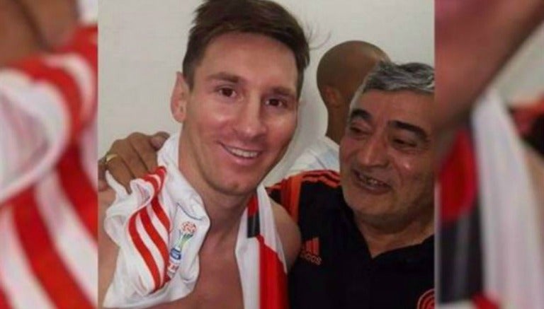 Messi, en el vestidor de River Plate