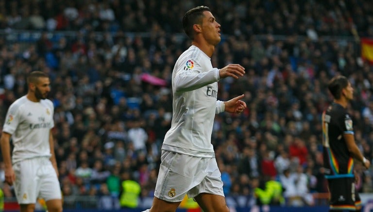 Cristiano Ronaldo festeja un gol con Real Madrid