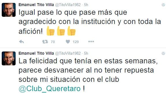 Los tuits publicados por Villa