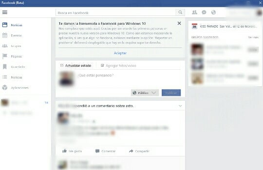 Así luce el muro en la nueva aplicación de Facebook