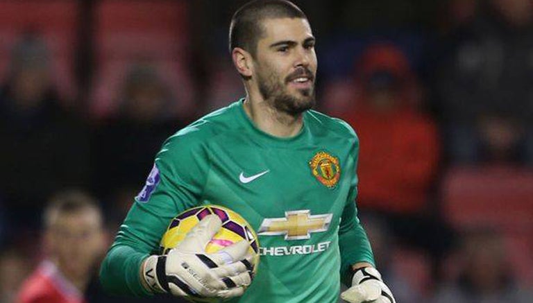 Valdés durante un partido del Manchester United