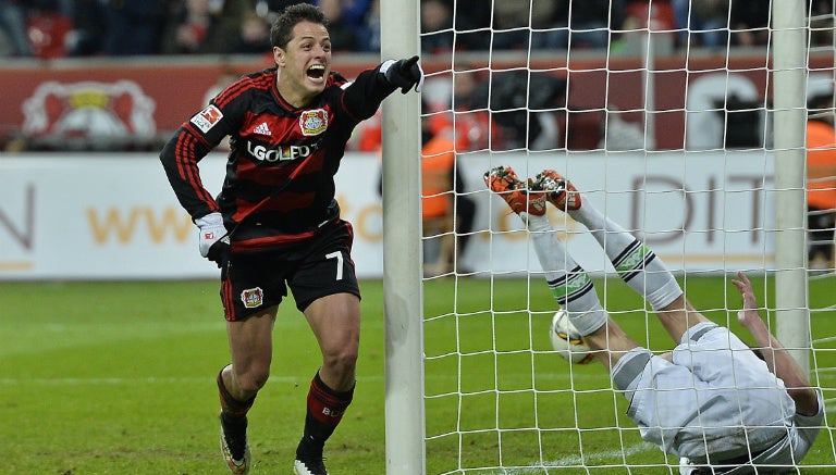 Hernández celebra tras marcar con el Bayer