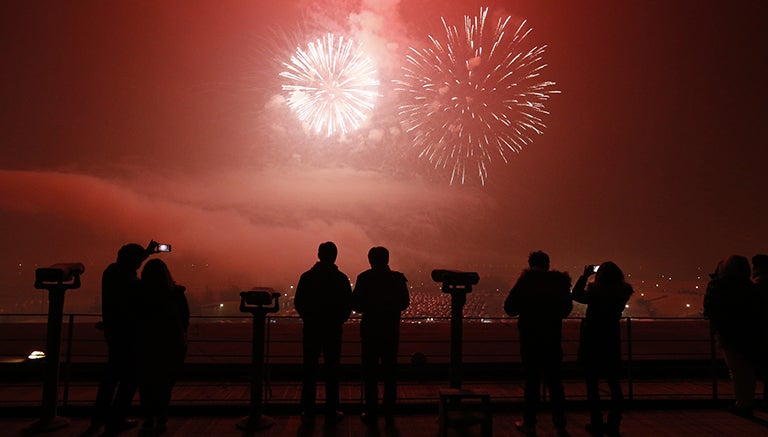 En Corea del Sur también disfrutaron de fuegos artificiales