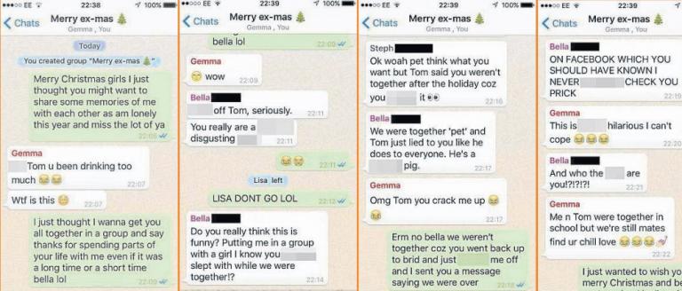 Conversación del grupo de Tom con sus ex