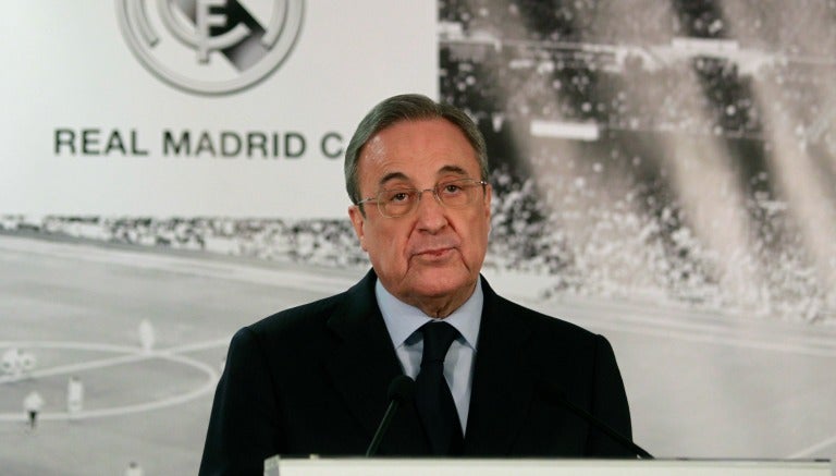 Florentino Pérez en la presentación de Zidane