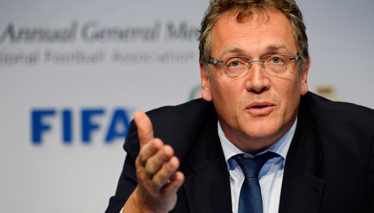 Valcke en conferencia como secretario de la FIFA