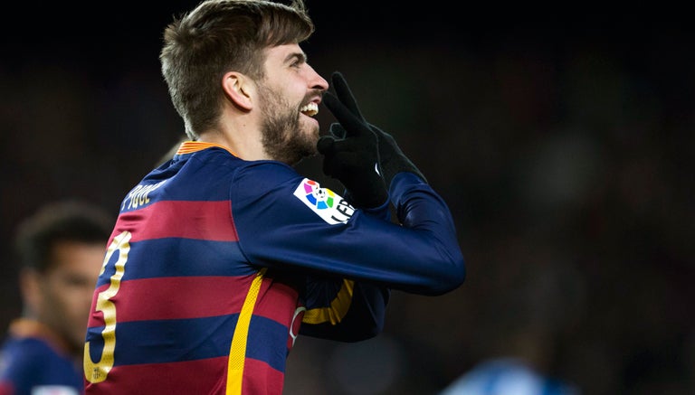 Piqué durante el partido contra el Espanyol