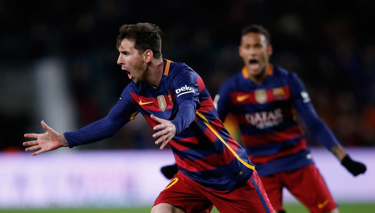 Messi celebra su gol contra Espanyol en Copa del Rey