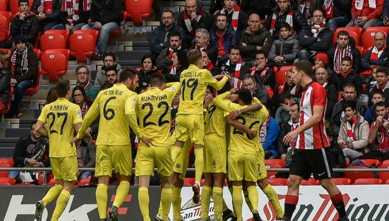 Los jugadores del Villarreal celebrando un gol