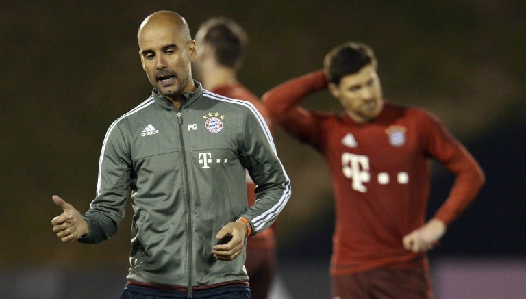 Guardiola, durante un entrenamiento con el Bayern Munich