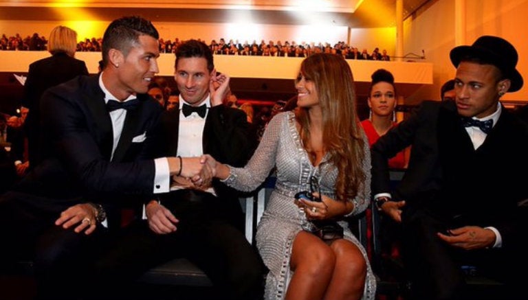 Momento en que Cristiano y Antonella se saludan