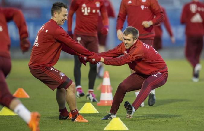 Lahm, durante una práctica del Bayern Munich