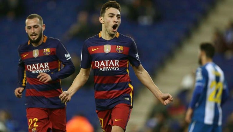 Munir festeja uno de sus goles contra Espanyol