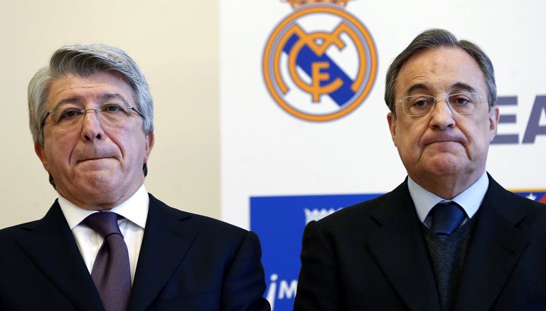 Florentino Pérez junto al presidente del Atlético de Madrid