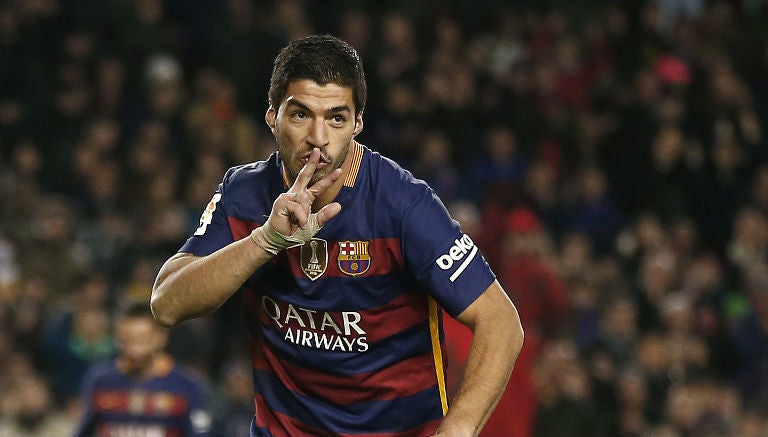 Luis Suárez festeja uno de sus goles