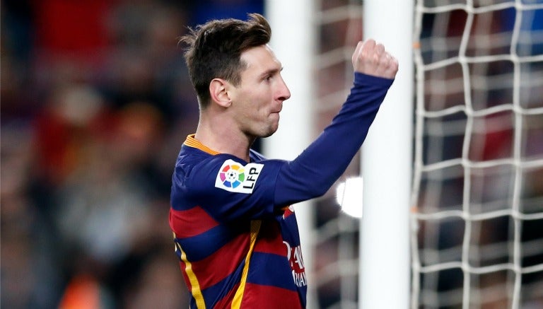 Messi celebra un gol con Barcelona