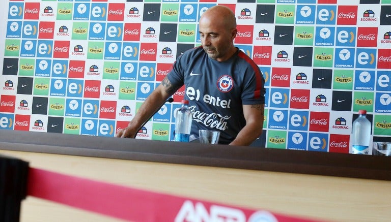 Sampaoli durante una conferencia de prensa