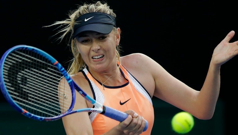 Sharapova durante el juego frente a la japonesa Hao Hibino