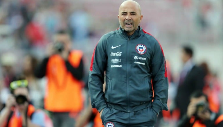 Jorge Sampaoli en el banquillo de la Selección de Chile