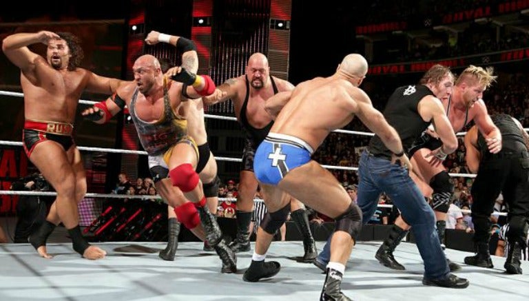 Momento en que varios luchadores participan en Royal Rumble 2015