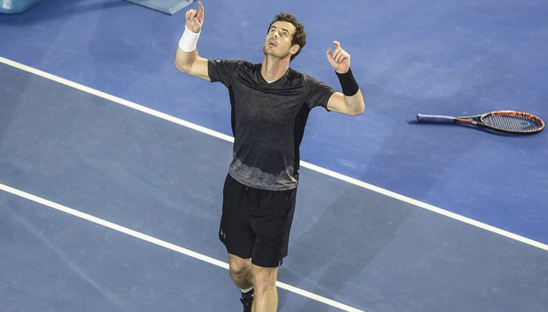 Murray, celebrando tras vencer a Tomic