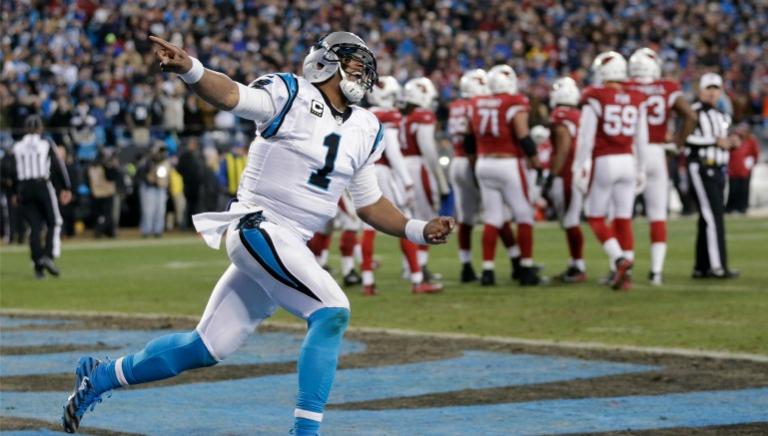 Newton celebra su touchdown en la Final de Conferencia