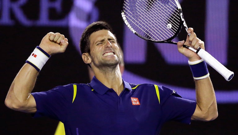 Djokovic celebra su triunfo contra Federer