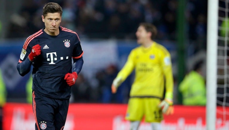 Lewandowski celebra un gol en un partido del Bayern Munich