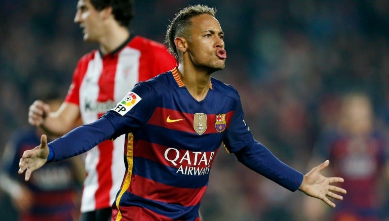 Neymar celebra un gol con el Barcelona