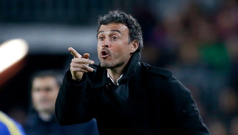 Luis Enrique en un partido con el Barcelona