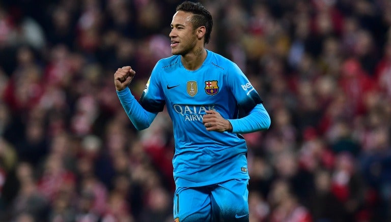 Neymar celebrando un tanto con el Barcelona