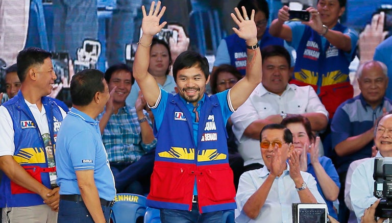 Pacquiao en evento para su candidatura al Senado de Filipinas