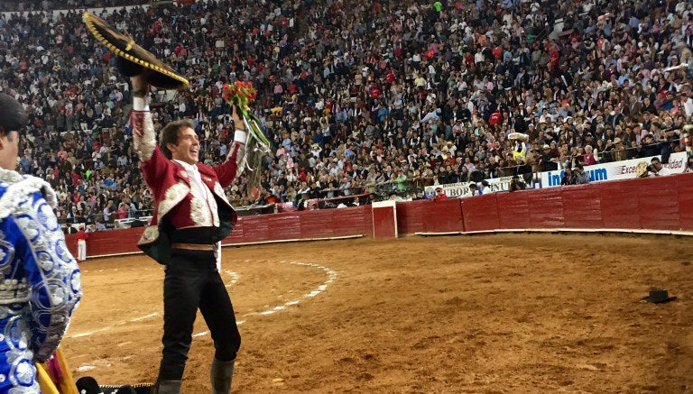 Pablo Hermoso de Mendoza durante su exhibición en la Plaza México