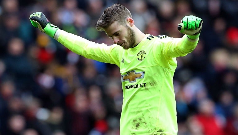 David De Gea en un partido con el Manchester United