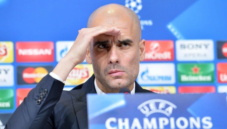 Guardiola durante una rueda de prensa en el estadio de la Juventus