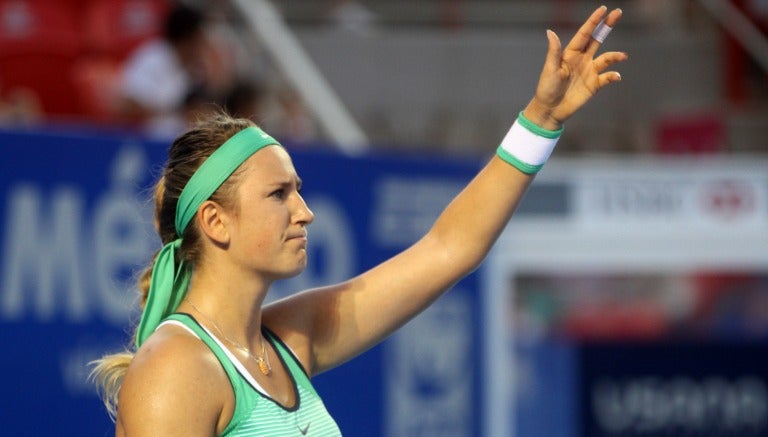 Victoria Azarenka celebra luego de derrotar a Polona Hercog