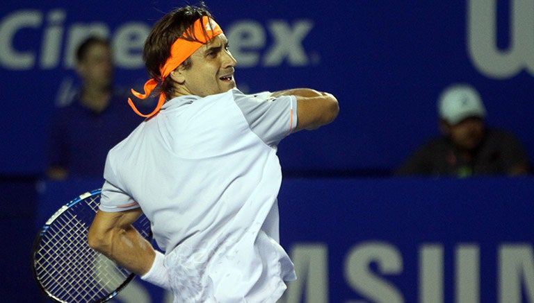 David Ferrer, durante su partido en el Abierto Mexicano