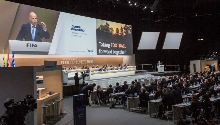 Infantino, durante un discurso en el Congreso de FIFA