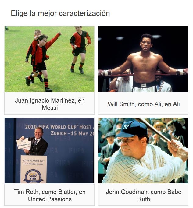 Algunos de los nominados a la mejor caracterización