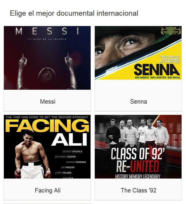 Algunos de los nominados a mejor documental internacional