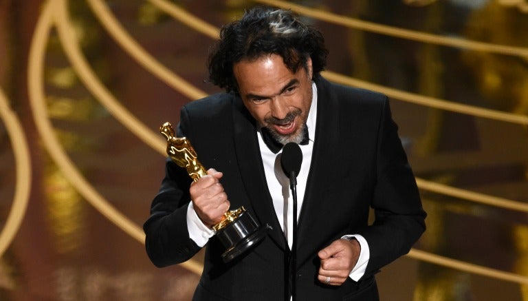 Alejandro González Iñárritu durante su discurso en la ceremonia