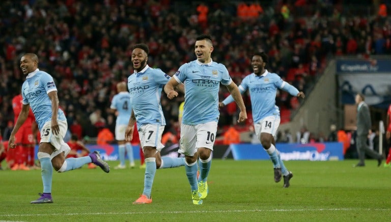 Jugadores del Manchester City tras un gol