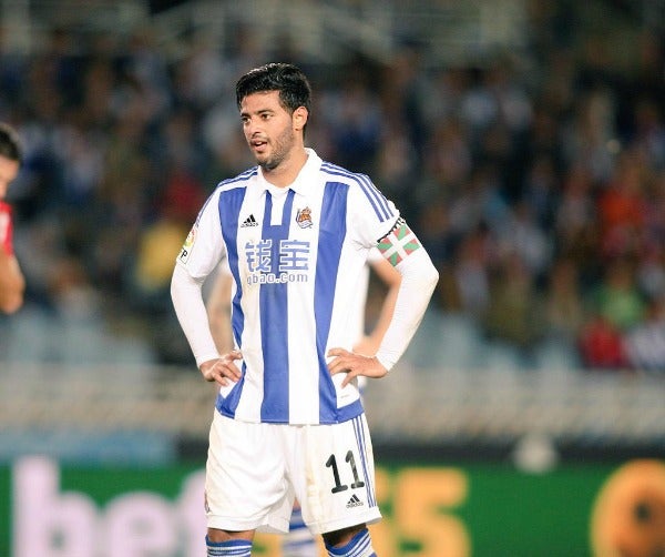 Carlos Vela, durante un encuentro con la Real Sociedad