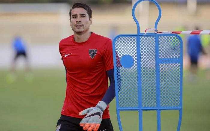 Ochoa, en un entrenamiento del Málaga