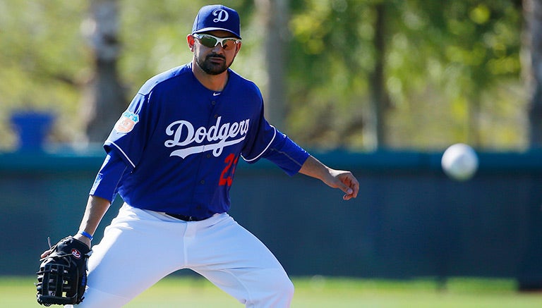 El Titán González, durante un entrenamiento con los Dodgers