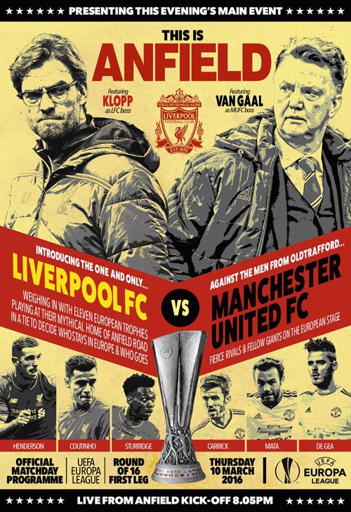 Cartel que presentó el Liverpool previo al duelo