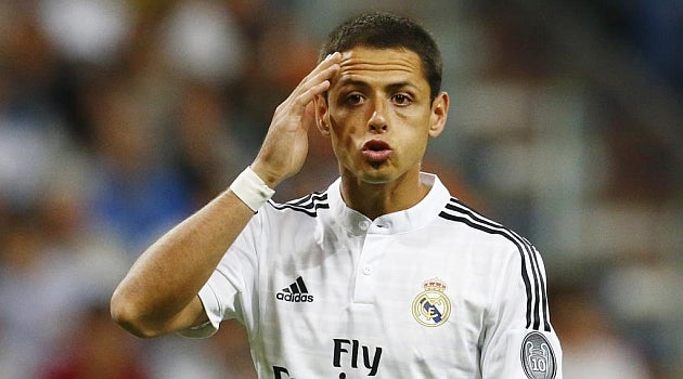 Chicharito se lamenta en un juego del Real Madrid