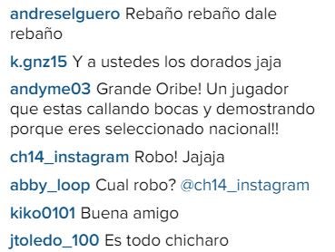 Comentario de Chicharito a la publicación de Oribe