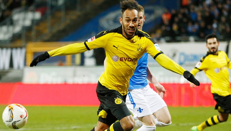 Aubameyang durante un partido de Bundesliga