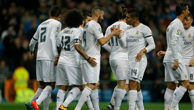 Benzema y compañía celebran el primer tanto del Real Madrid